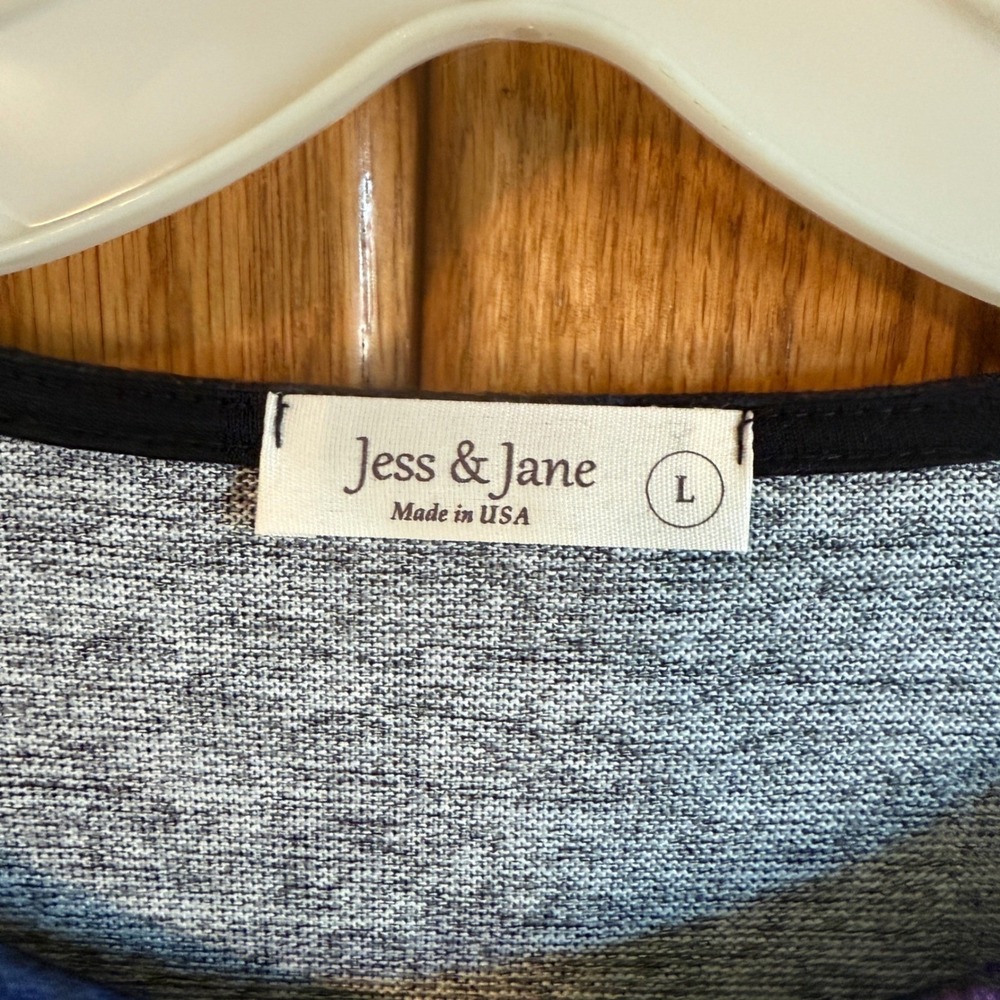 NEW Jess & Jane Eclipse Brushed knit Long Sleeve Top Blue Large USA NWT - Picture 3 of 9